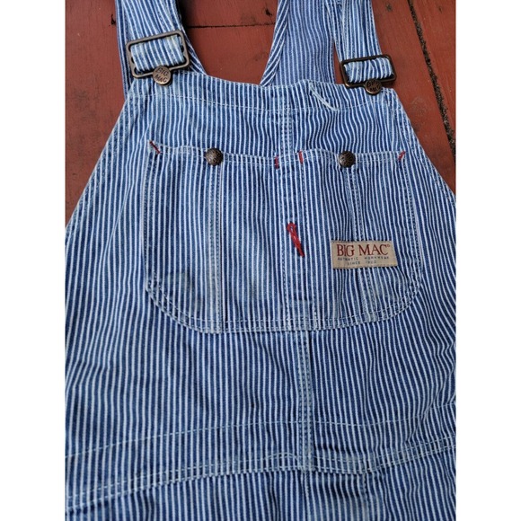 Vintage BIG MAC jc penneys Square Bak Overalls Hickory Stripe 44X 30 made in usa - Picture 2 of 13